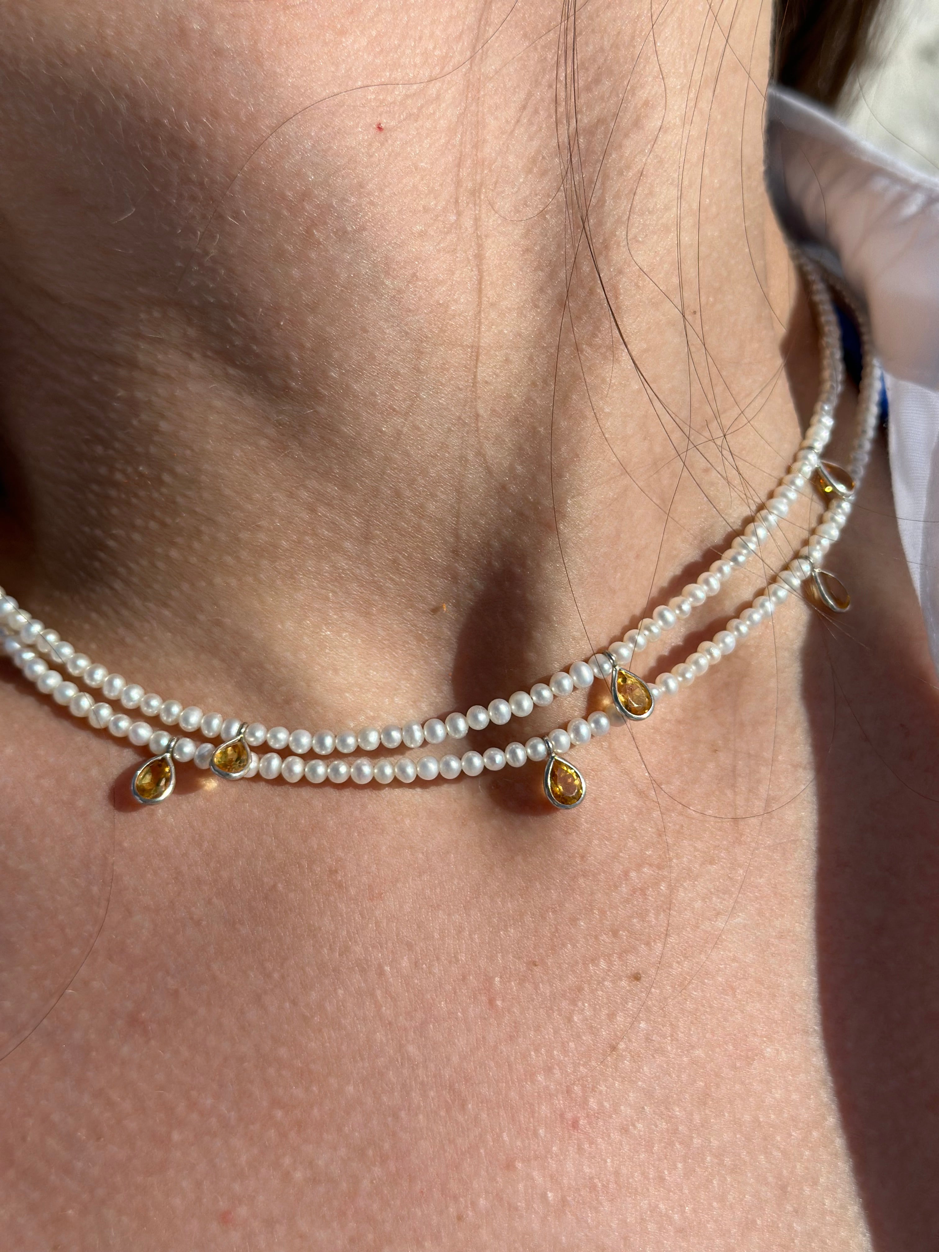 Sun Citrine & Pearls Necklace