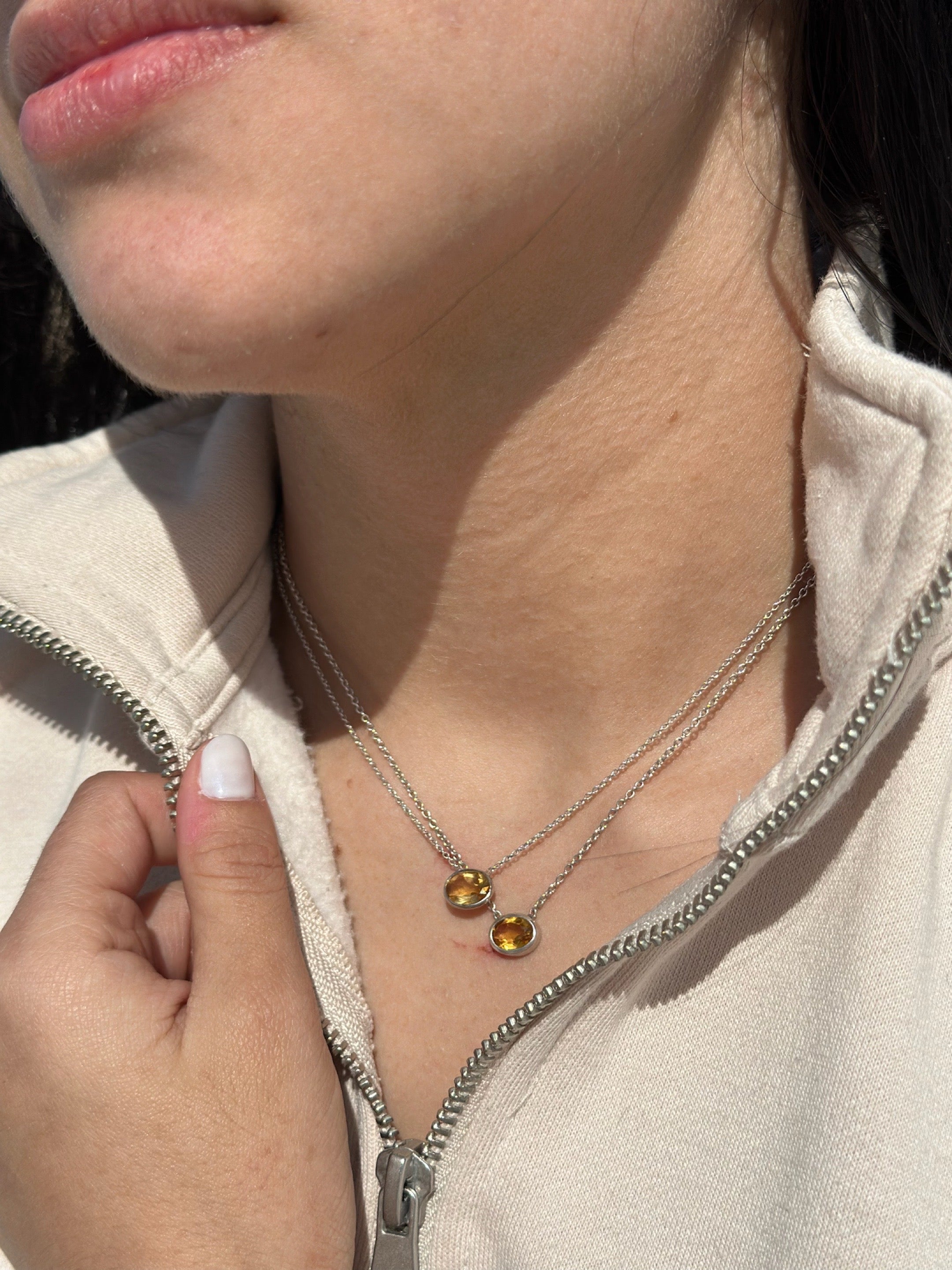 Sun Oval Citrine Necklace