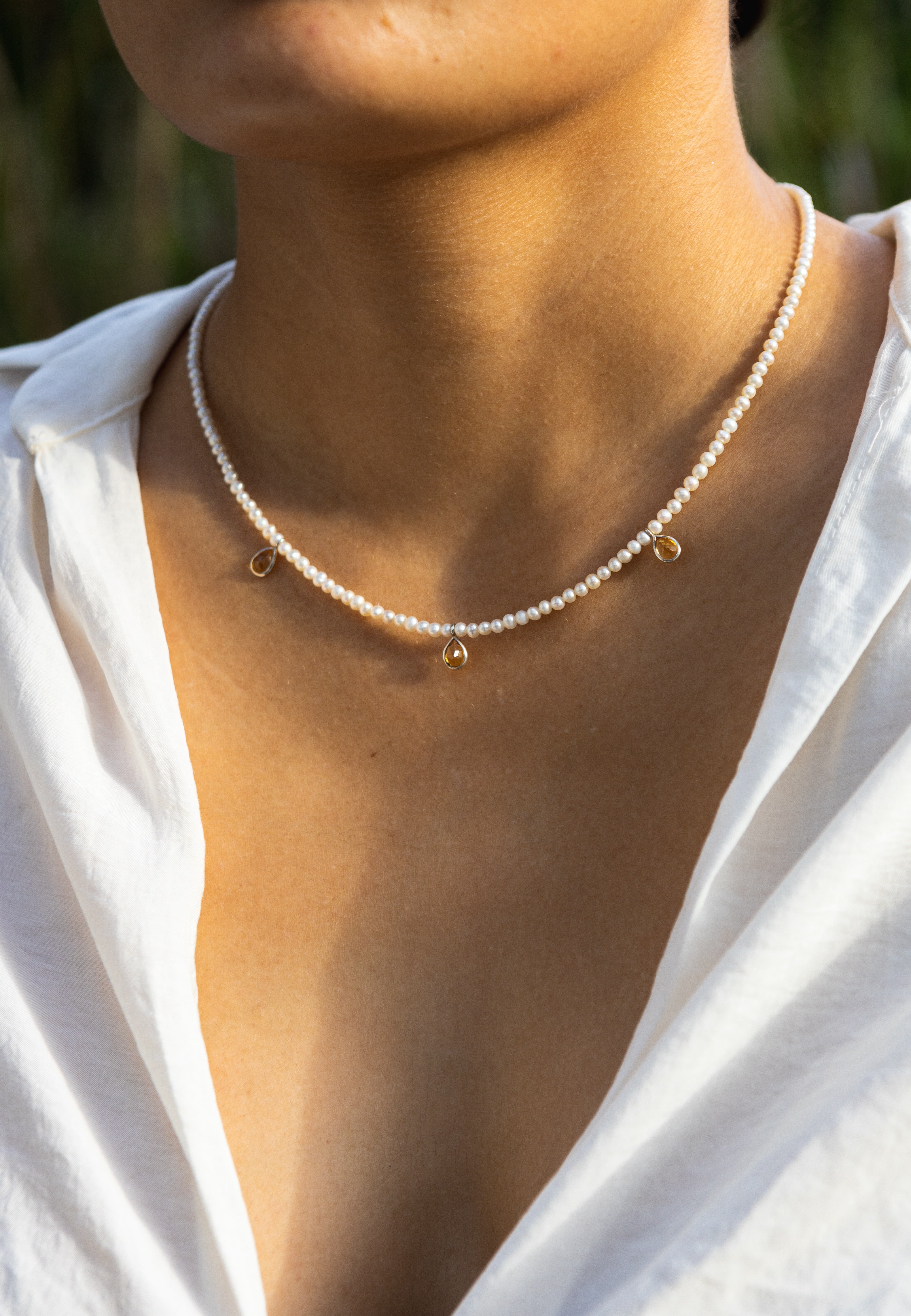 Sun Citrine & Pearls Necklace