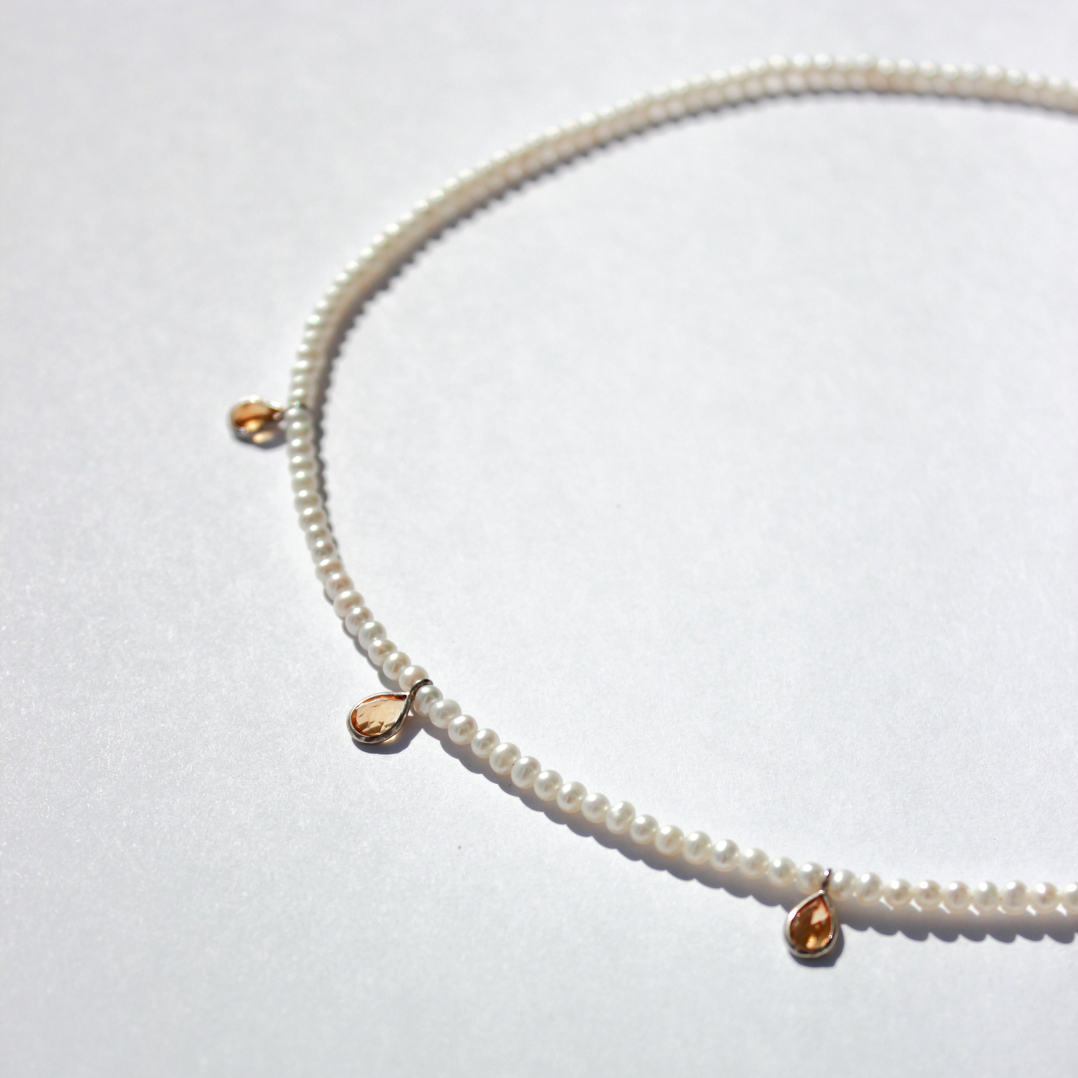 Sun Citrine & Pearls Necklace