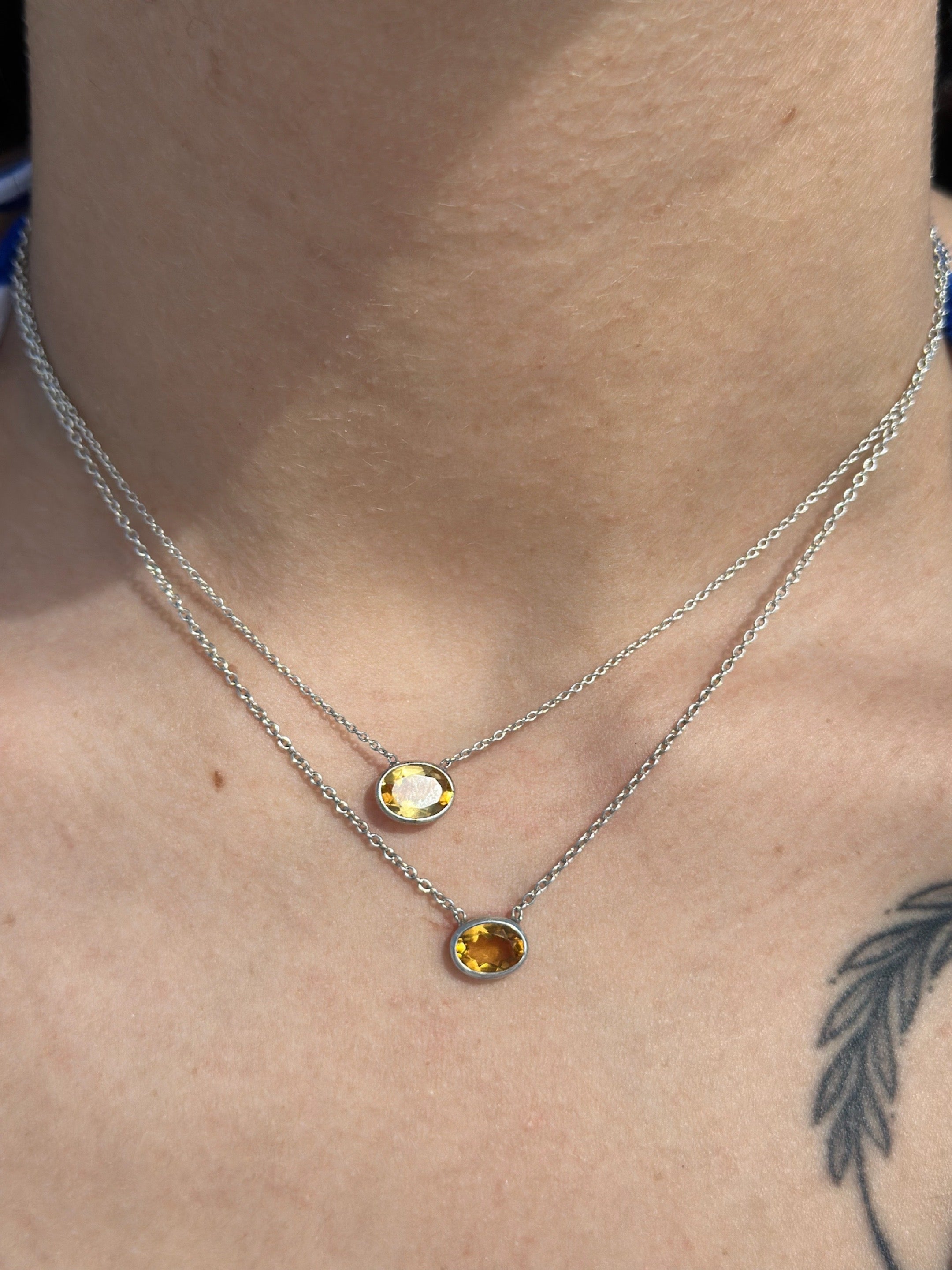 Sun Oval Citrine Necklace