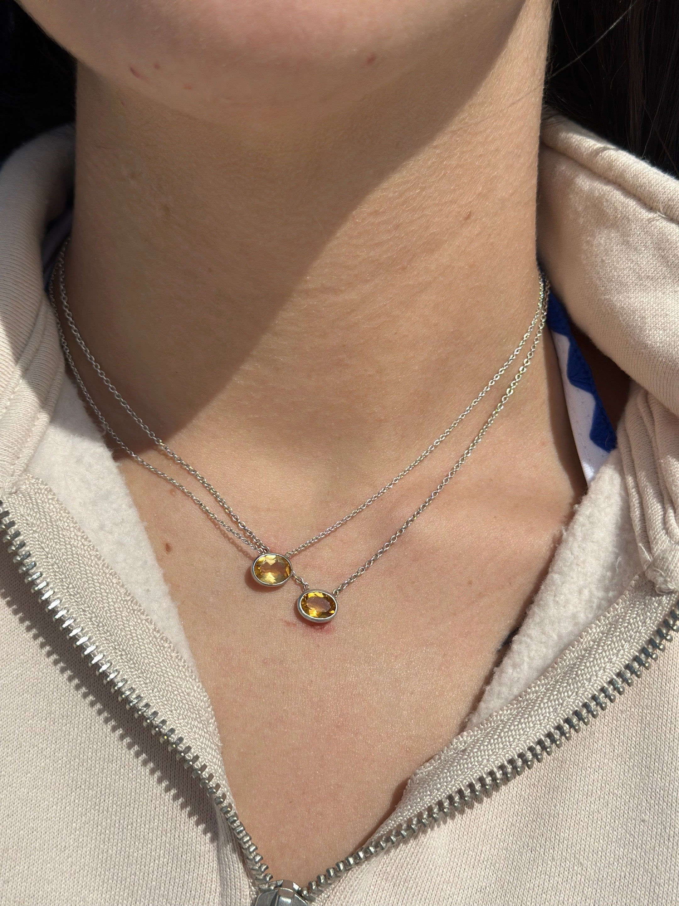 Sun Oval Citrine Necklace