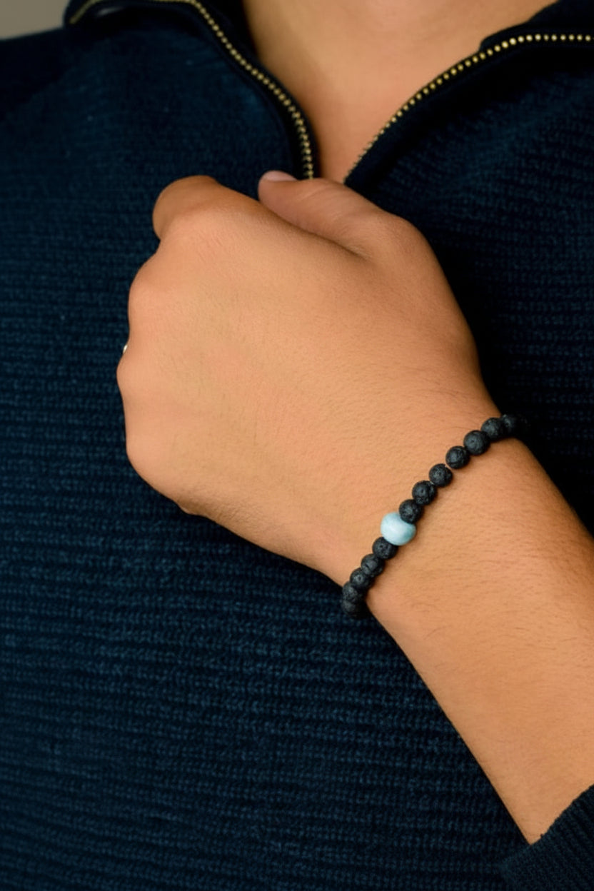 Larimar Lava Stone Beaded Bracelet