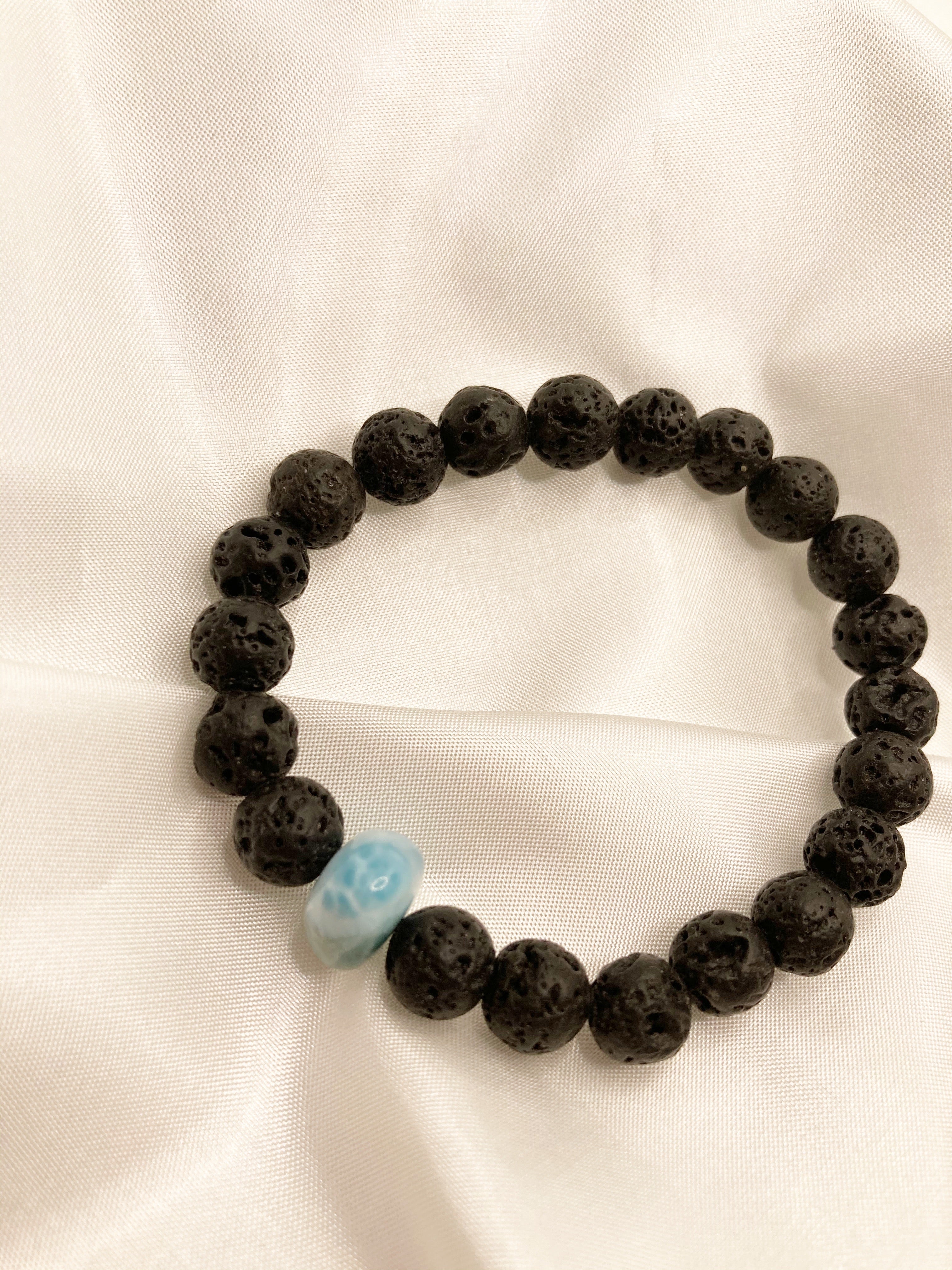 Lava Stone Bracelet + Larimar