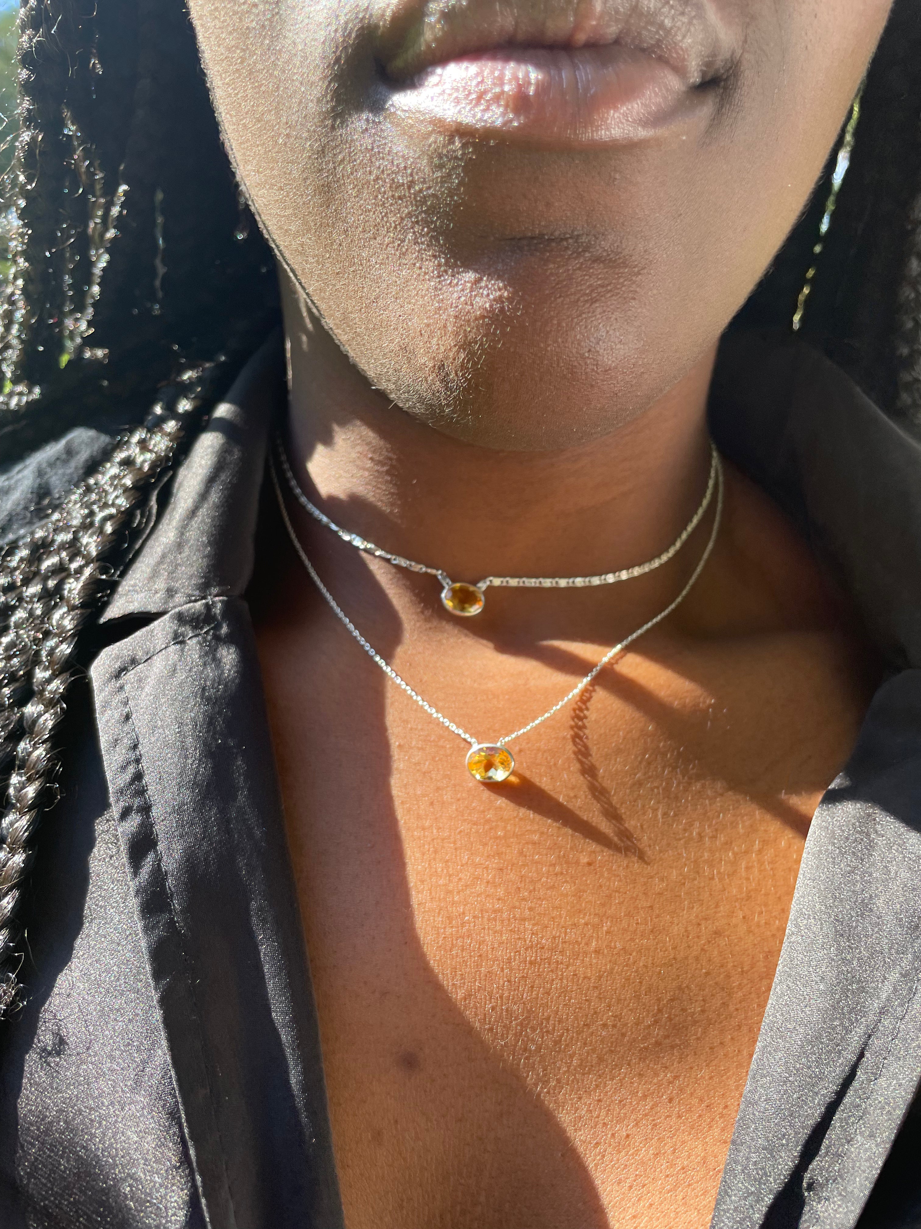 Sun Oval Citrine Necklace