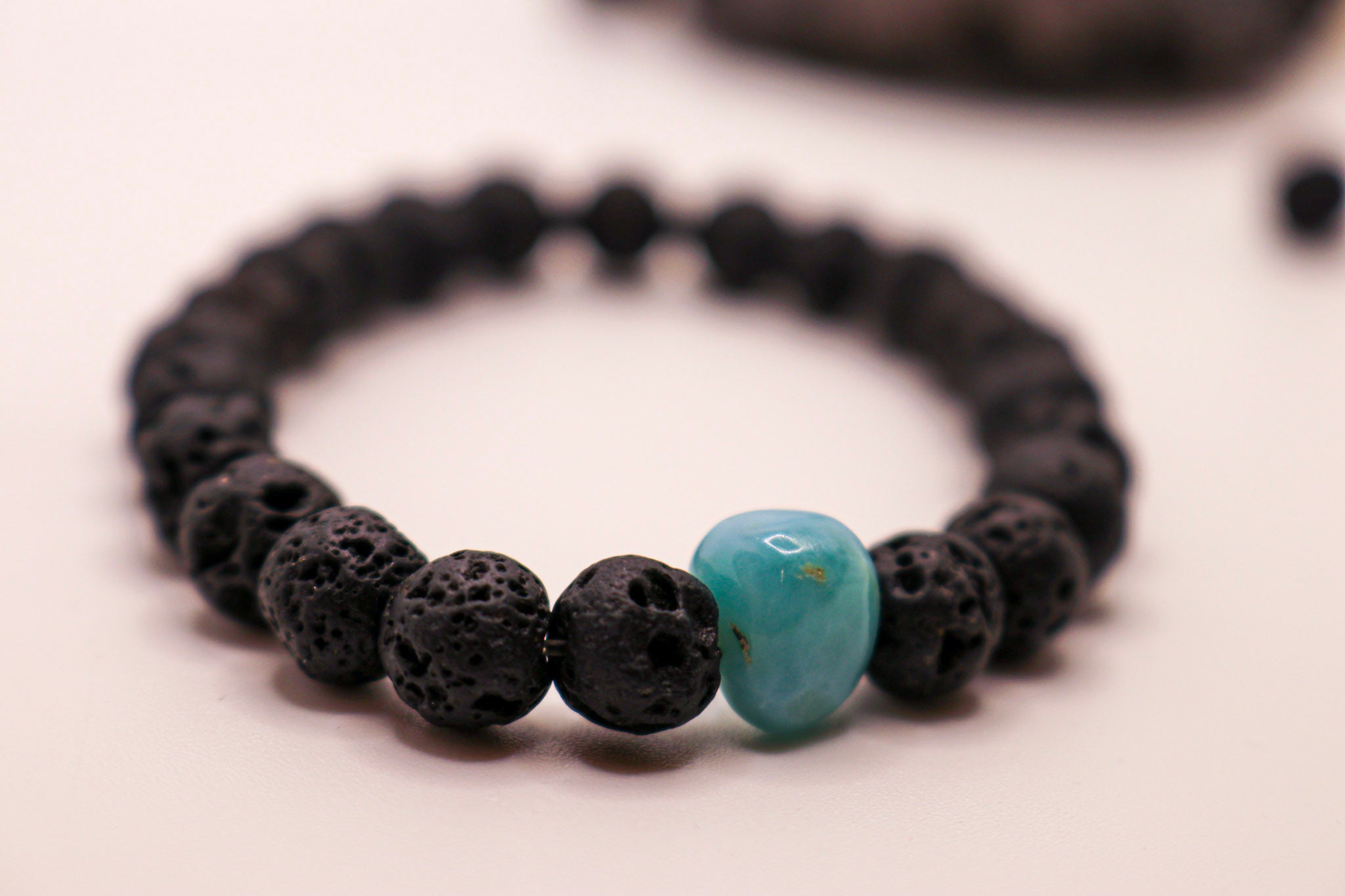 Lava Stone Bracelet + Larimar