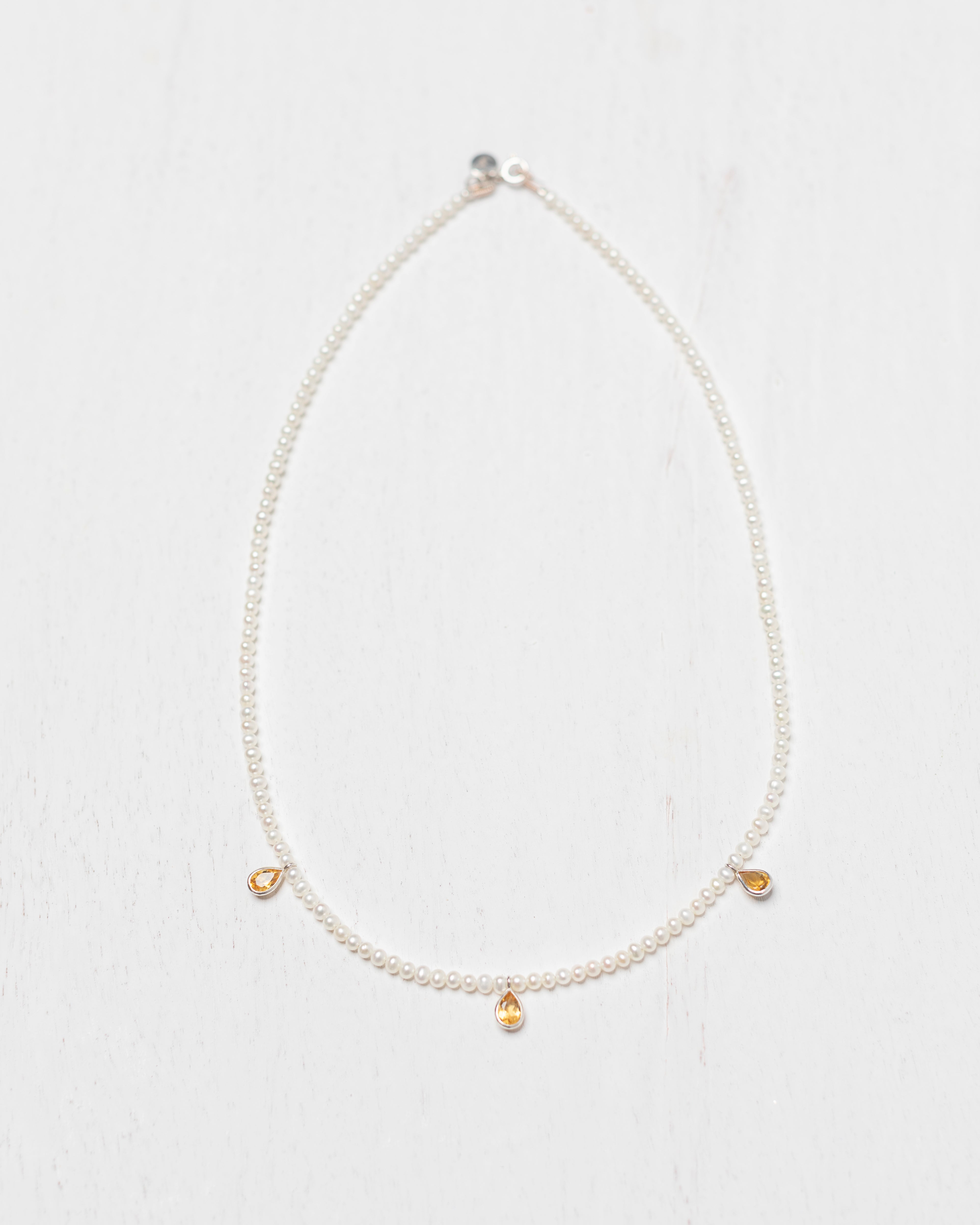 Sun Citrine & Pearls Necklace