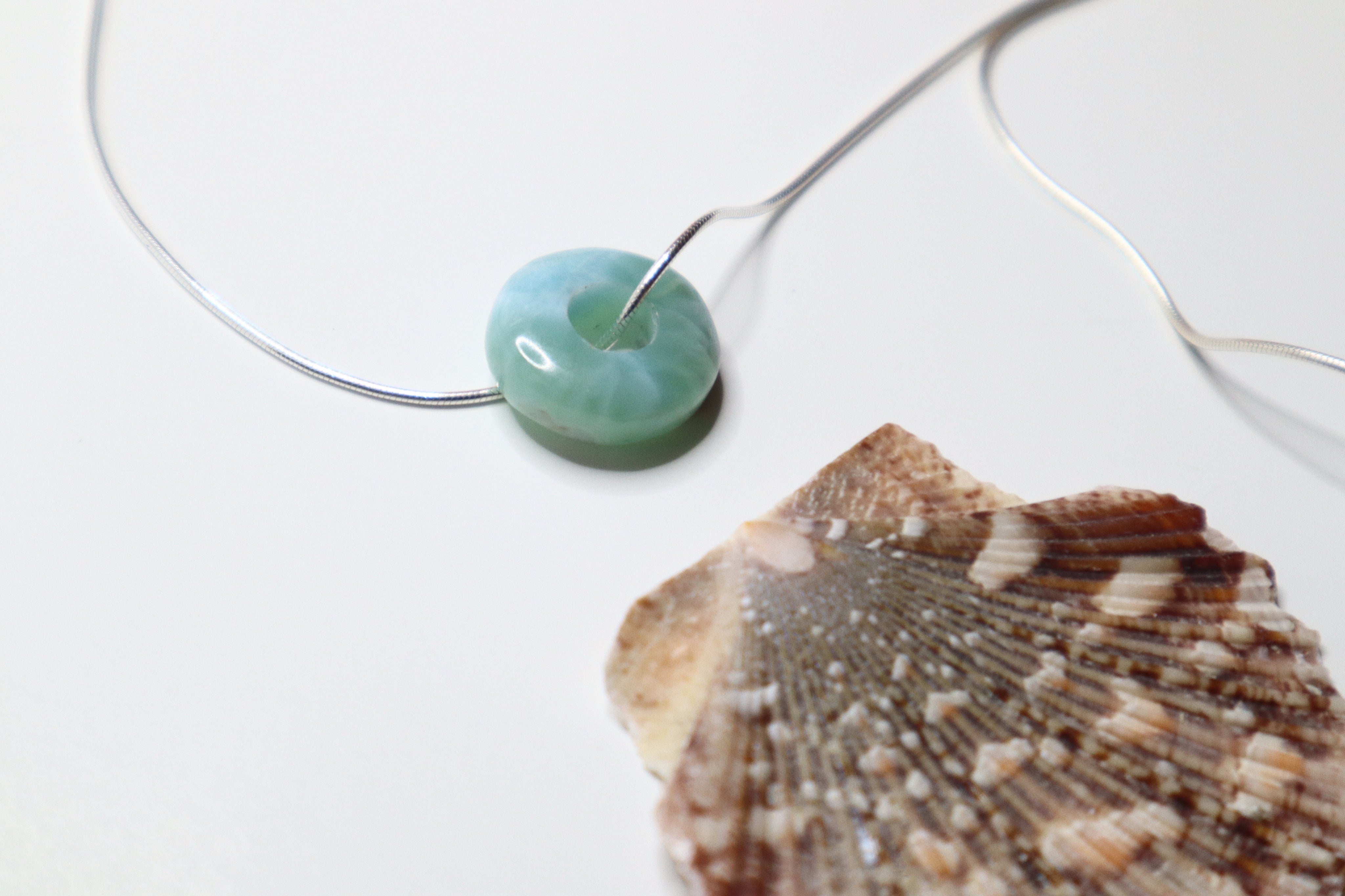 Single Larimar doughnut necklace