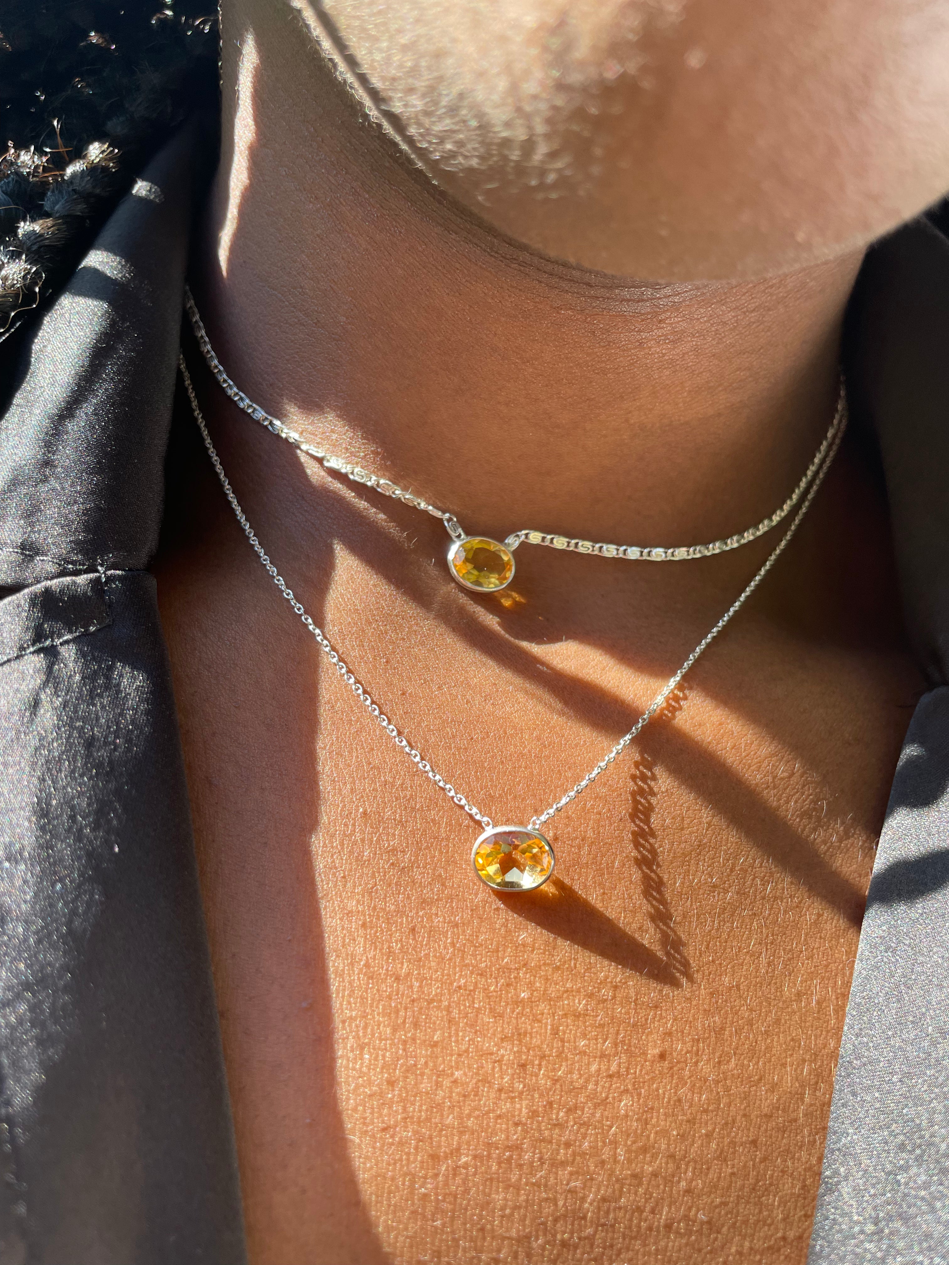 Sun Oval Citrine Necklace