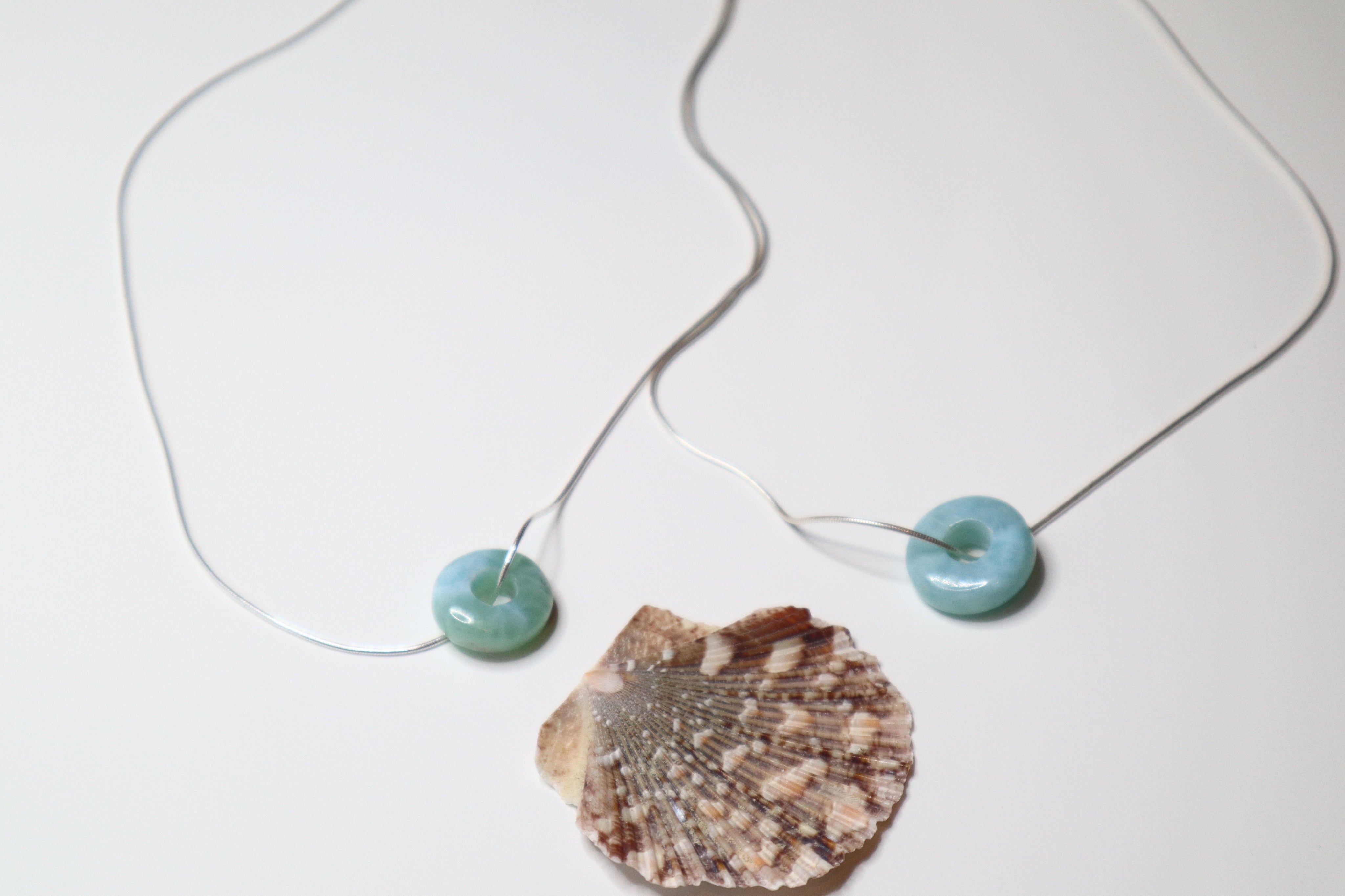 Single Larimar doughnut necklace