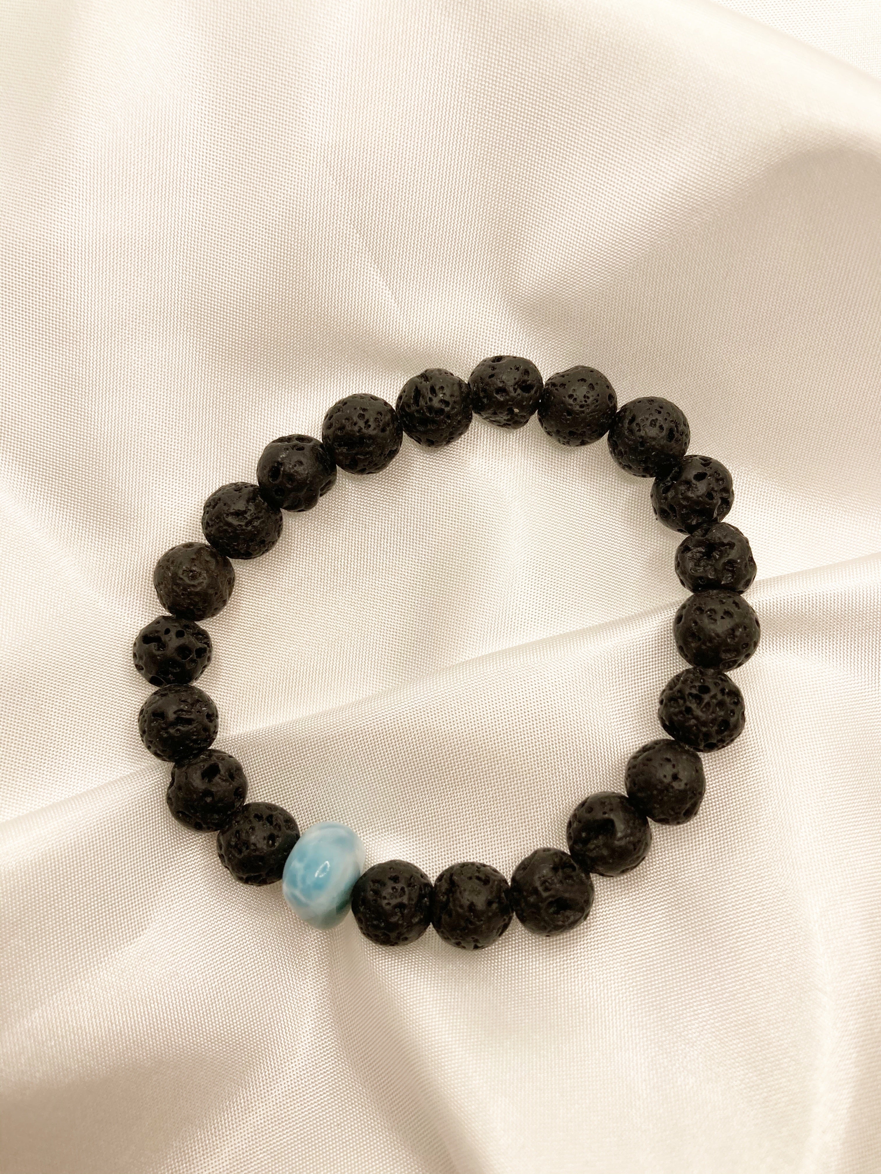 Lava Stone Bracelet + Larimar