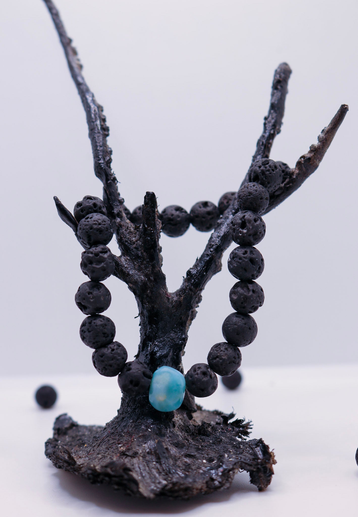 Lava Stone Bracelet + Larimar