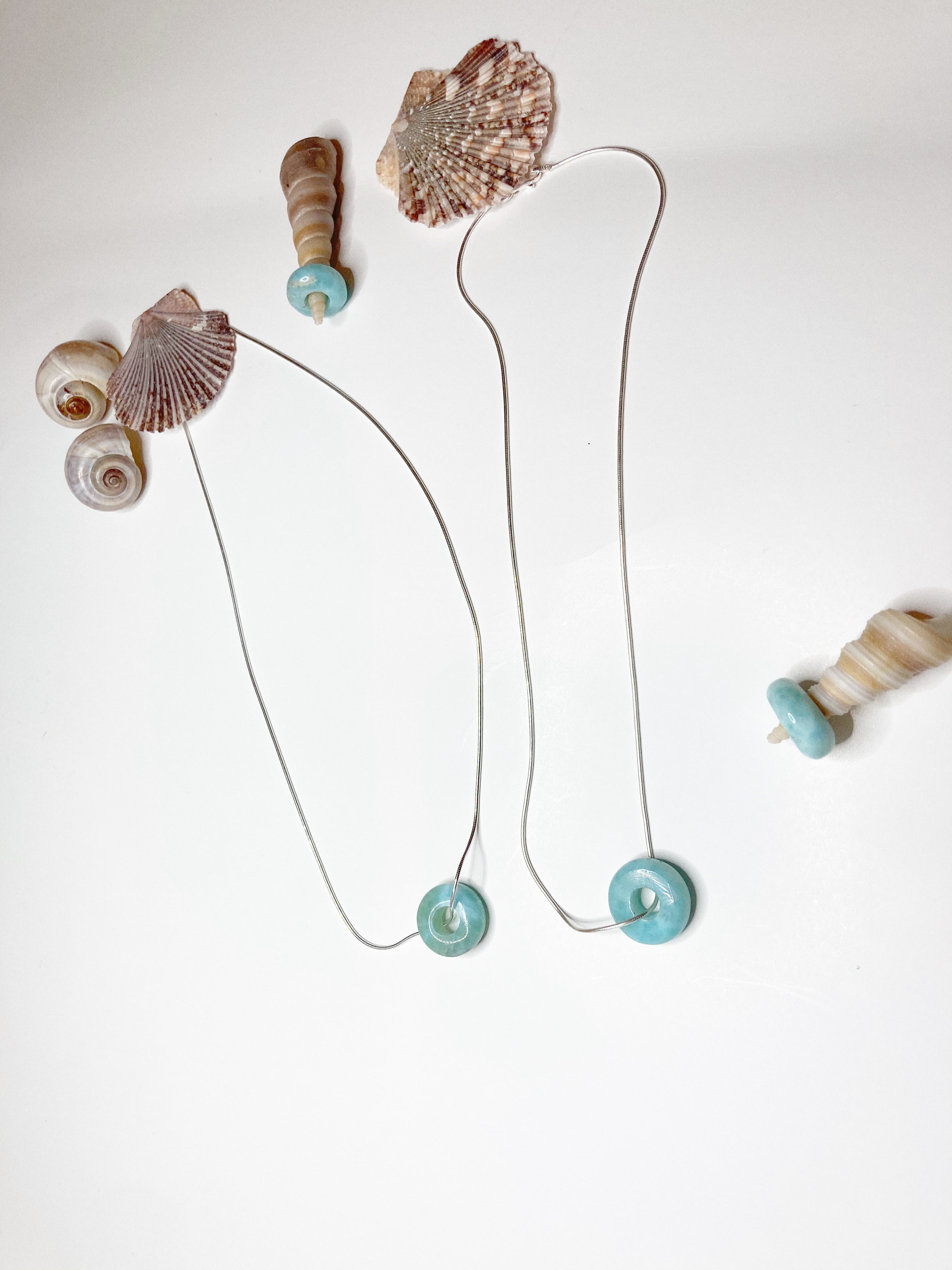 Single Larimar doughnut necklace