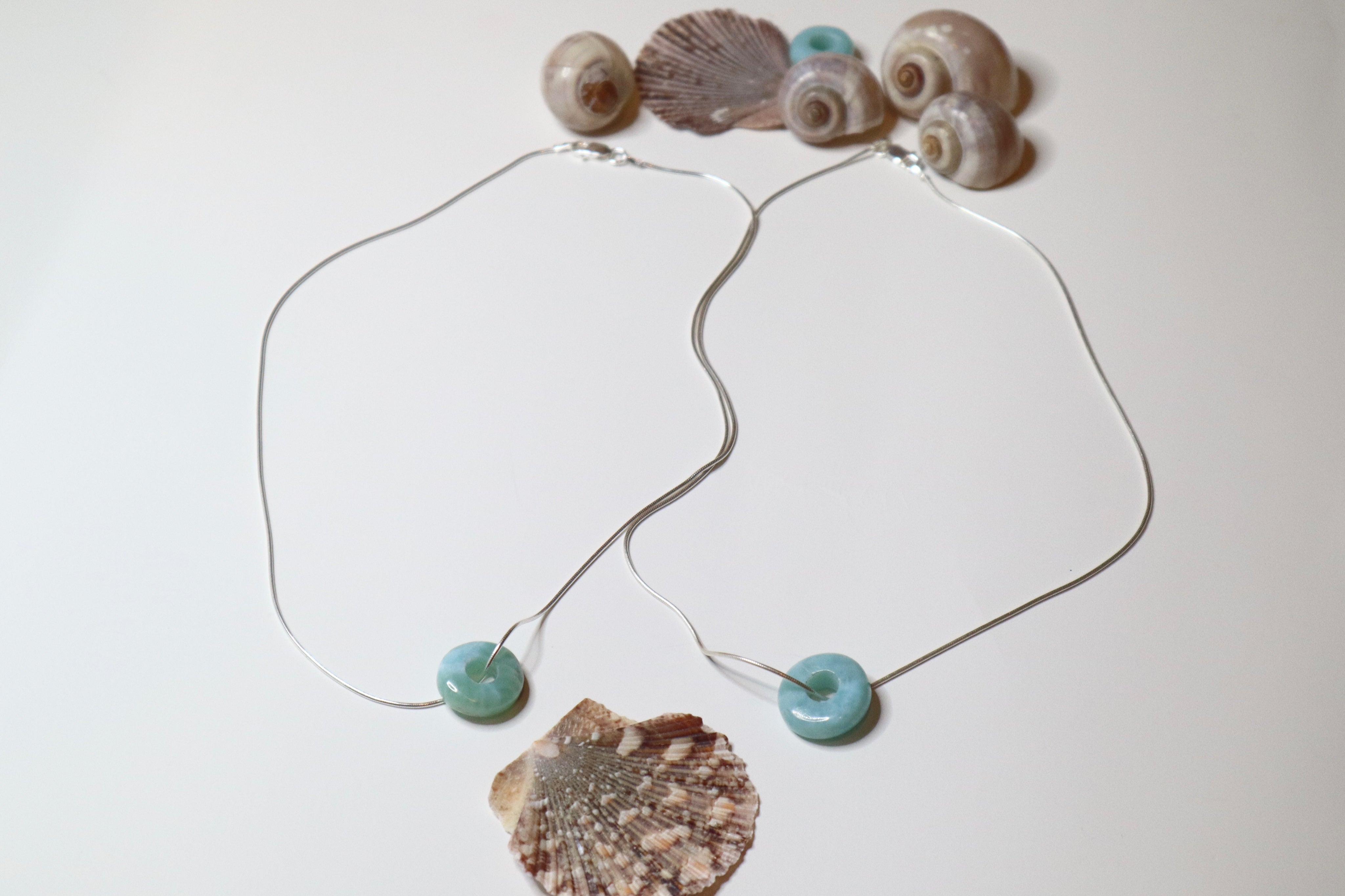 Single Larimar doughnut necklace